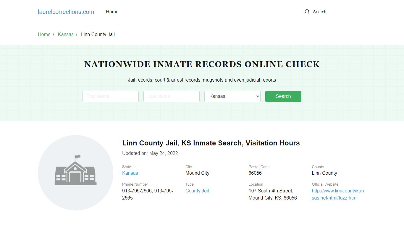 Linn County Jail , KS Inmate Search, Visitation Hours