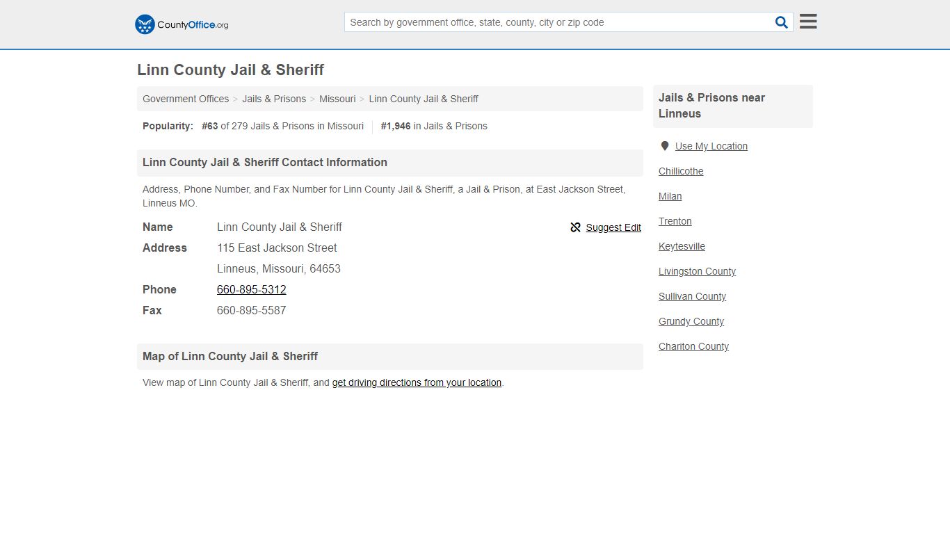 Linn County Jail & Sheriff - Linneus, MO (Address, Phone, and Fax)
